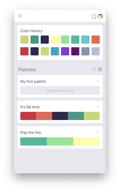 The Swach app showing colors and palettes.